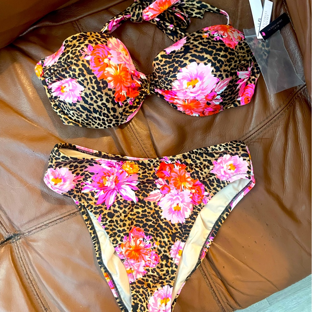 NWT Victorias Secret Halter Bikini Top and High Waist Cheeky Bottoms